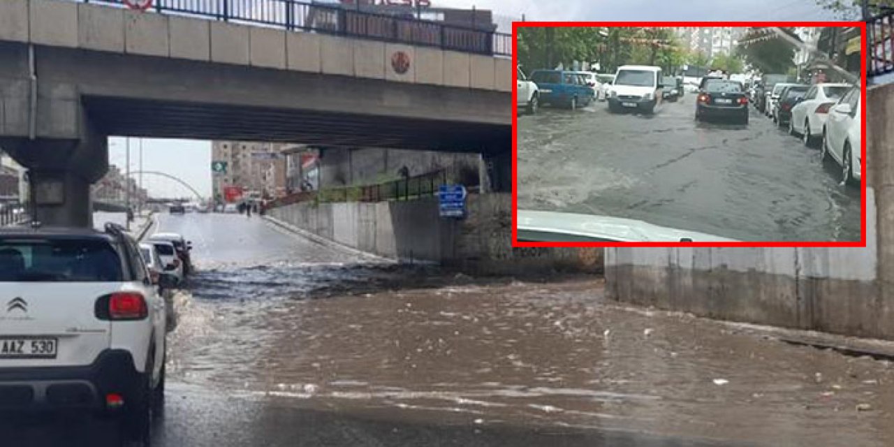 Diyarbakır’da yağmur yolları göle çevirdi