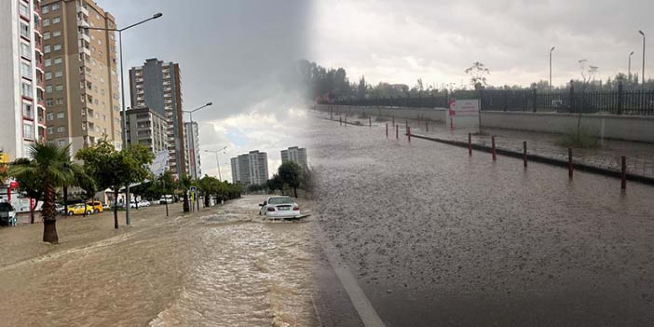 Adana’da yoğun sağanak: Yollar göle döndü