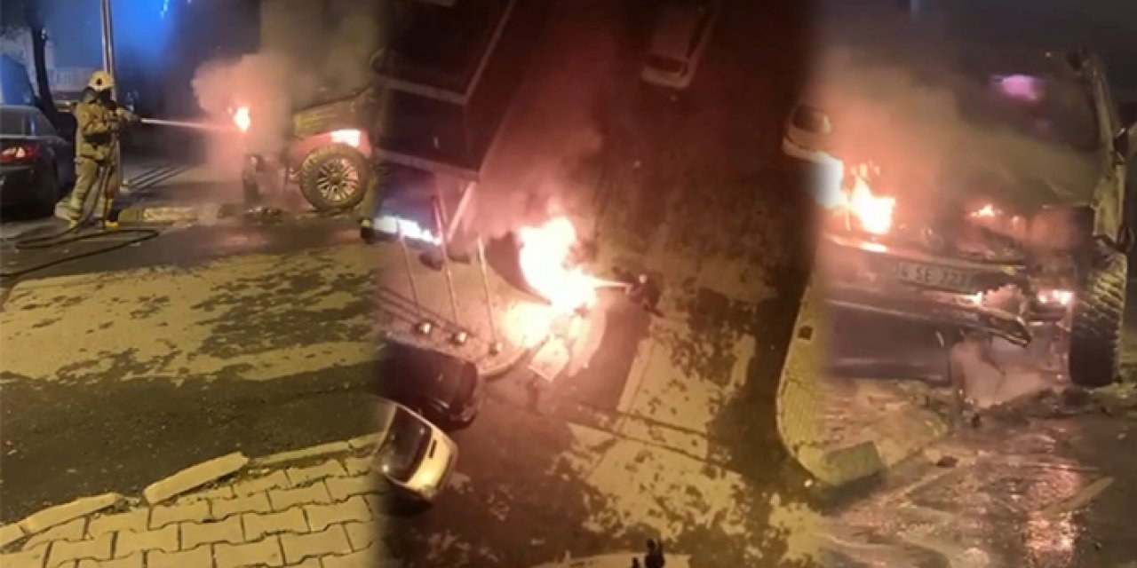 Gaziosmanpaşa’da kamyonet alev aldı