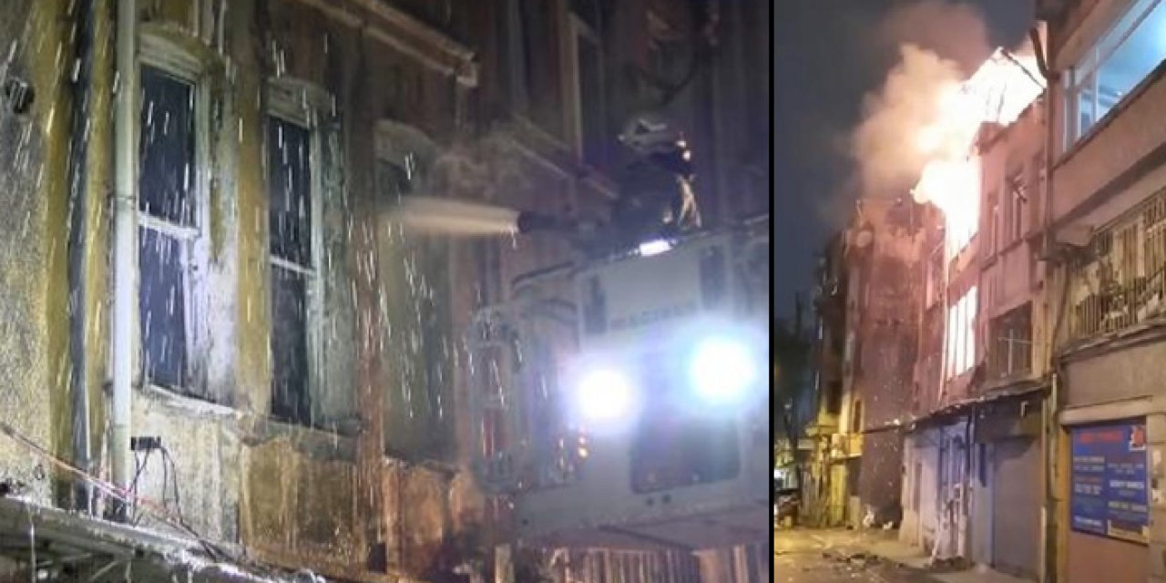 Metruk binanın çatısı alevlere teslim oldu