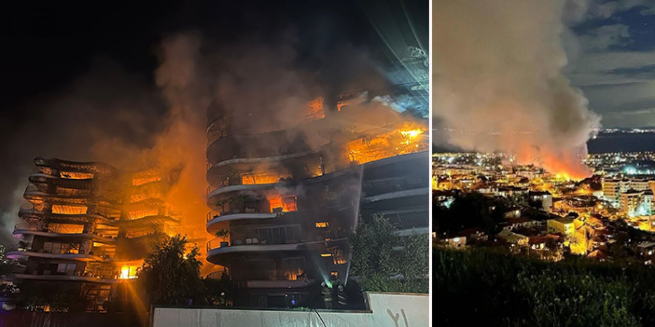 İzmir'de 8 katlı binada büyük yangın !