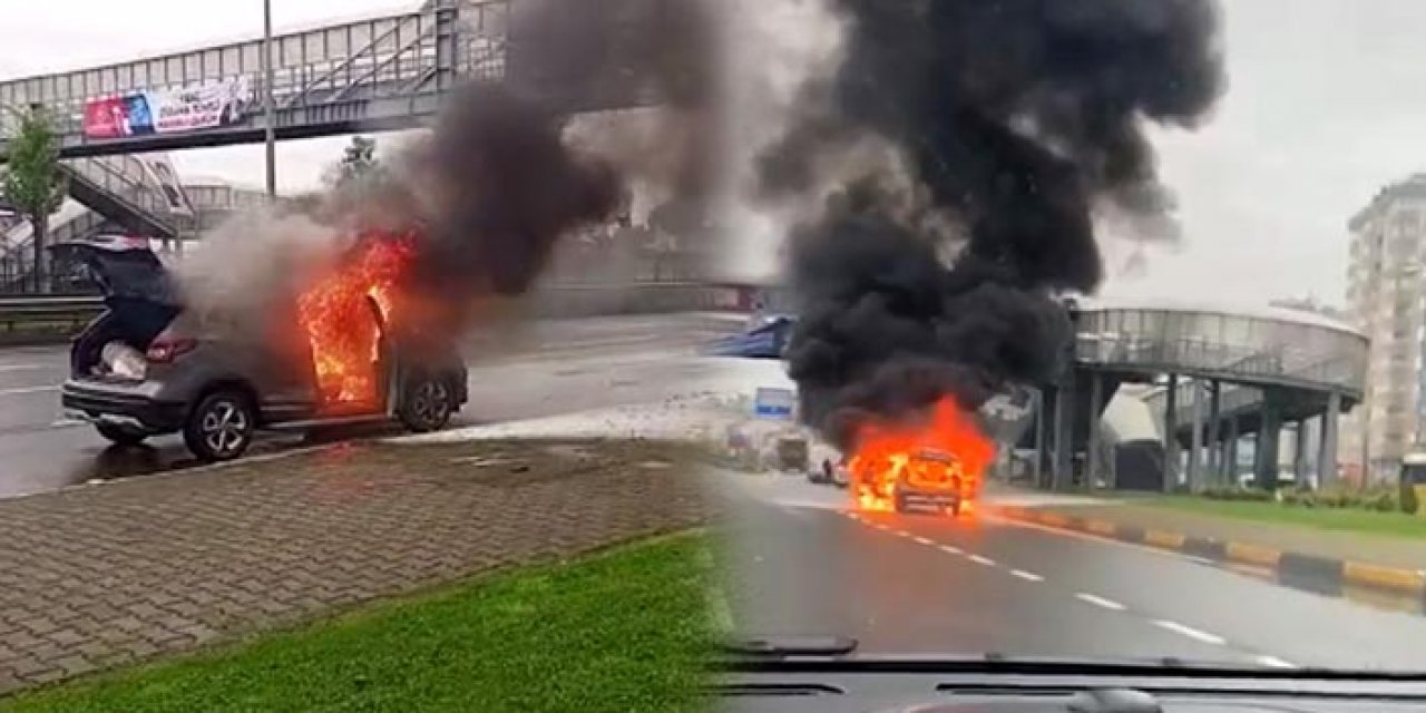 Seyir halindeki cip yanarak demir yığınına dönüştü