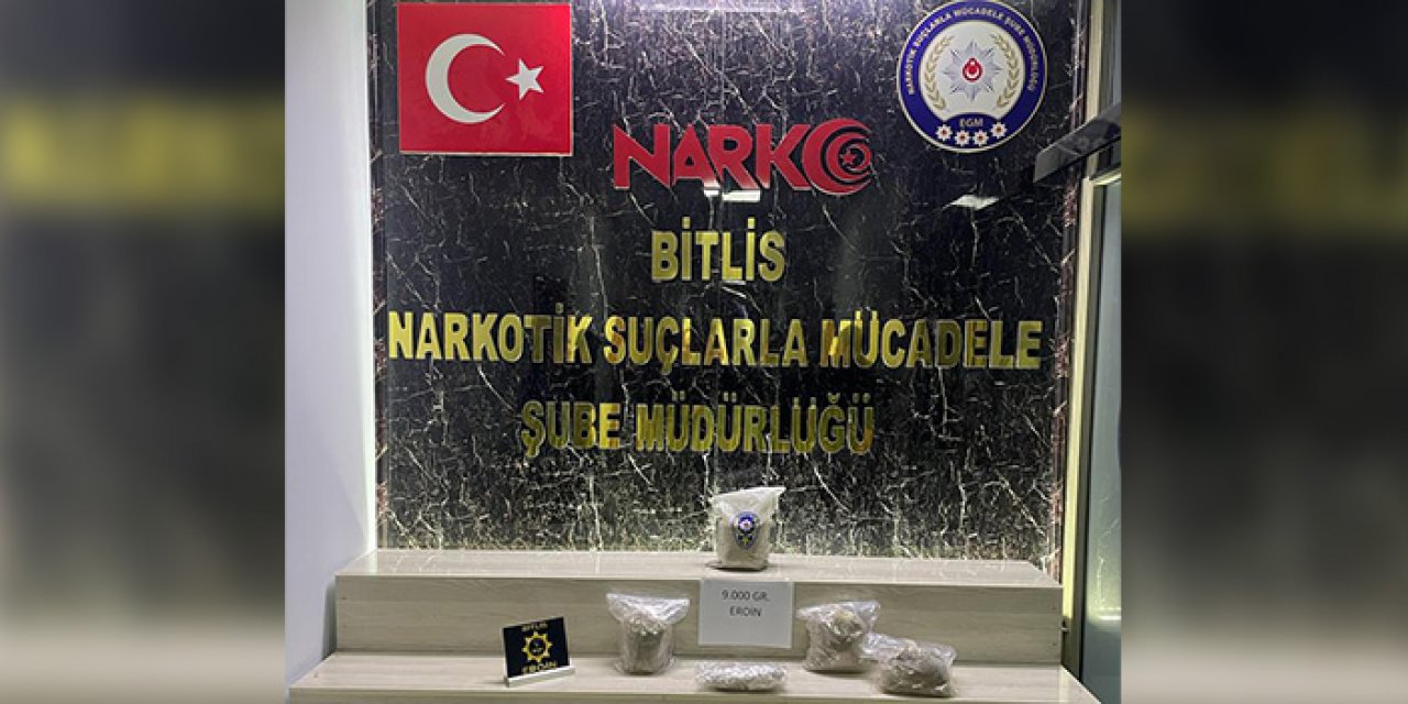 Durdurulan yolcu otobüsünde 9 kilo eroin ele geçirildi