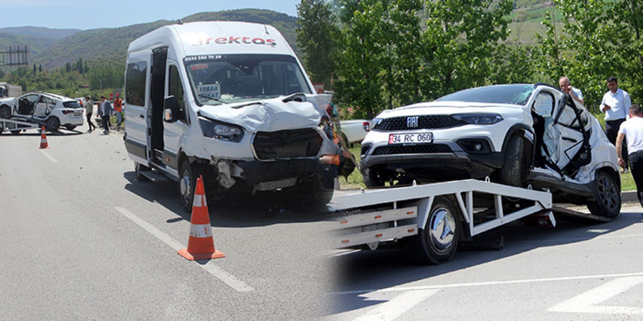 Tokat’ta minibüs ile otomobil çarpıştı: 13 yaralı