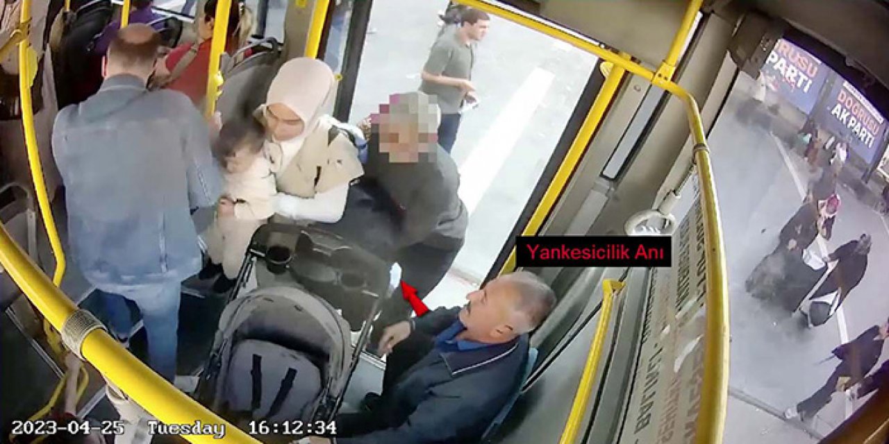 Yankesici otobüste bebekli kadını hedef aldı