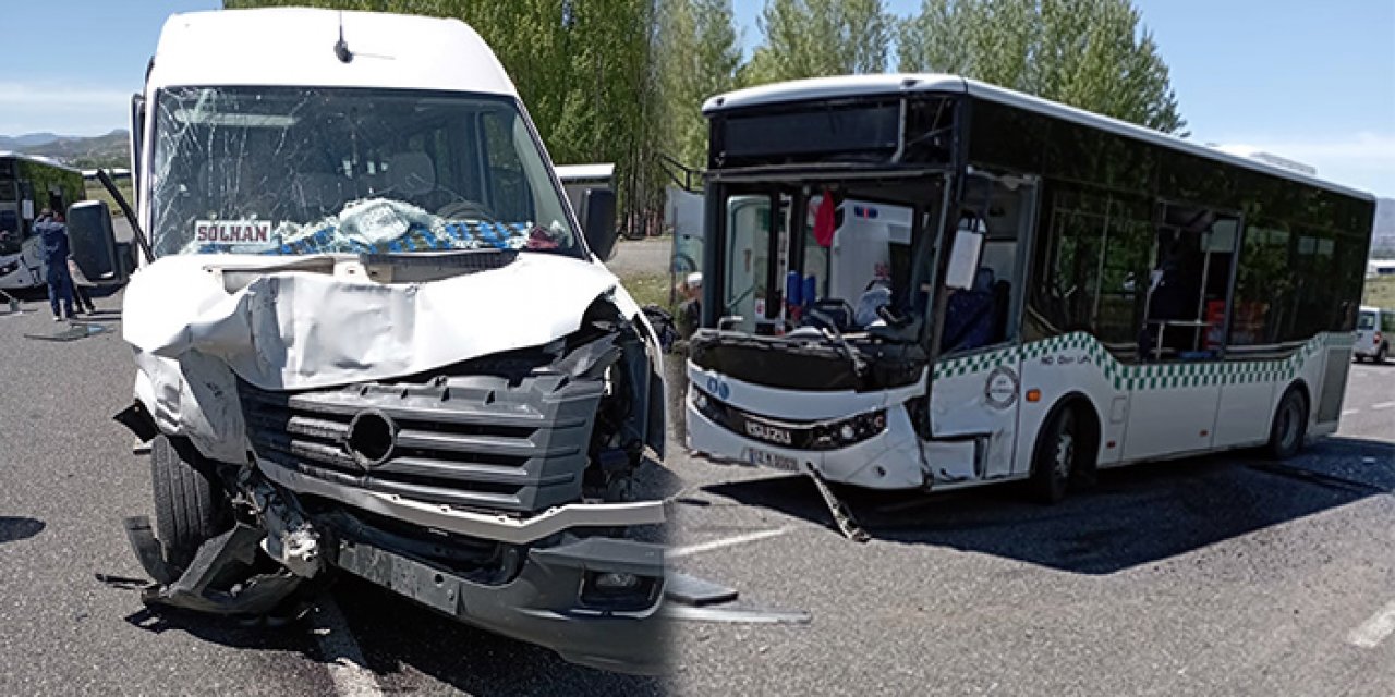 Halk otobüsü ile yolcu minibüsü çarpıştı: 16 yaralı