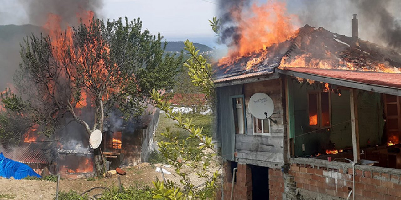 2 katlı ahşap ev yandı