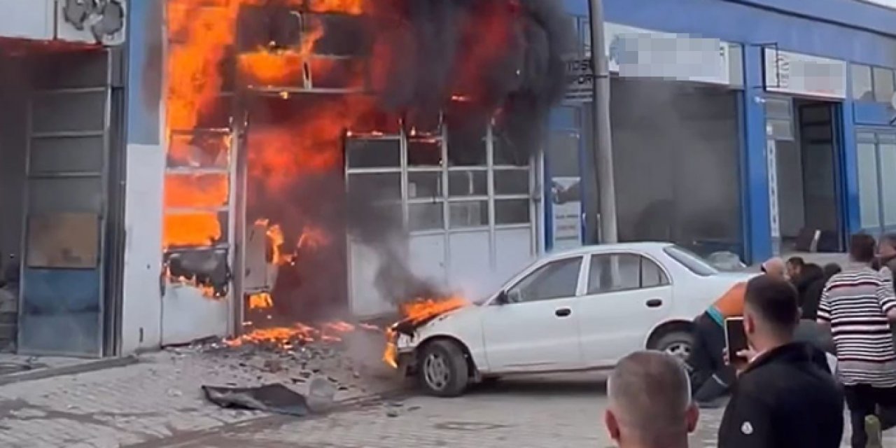 Bursa’da kaporta dükkanı alev alev yandı