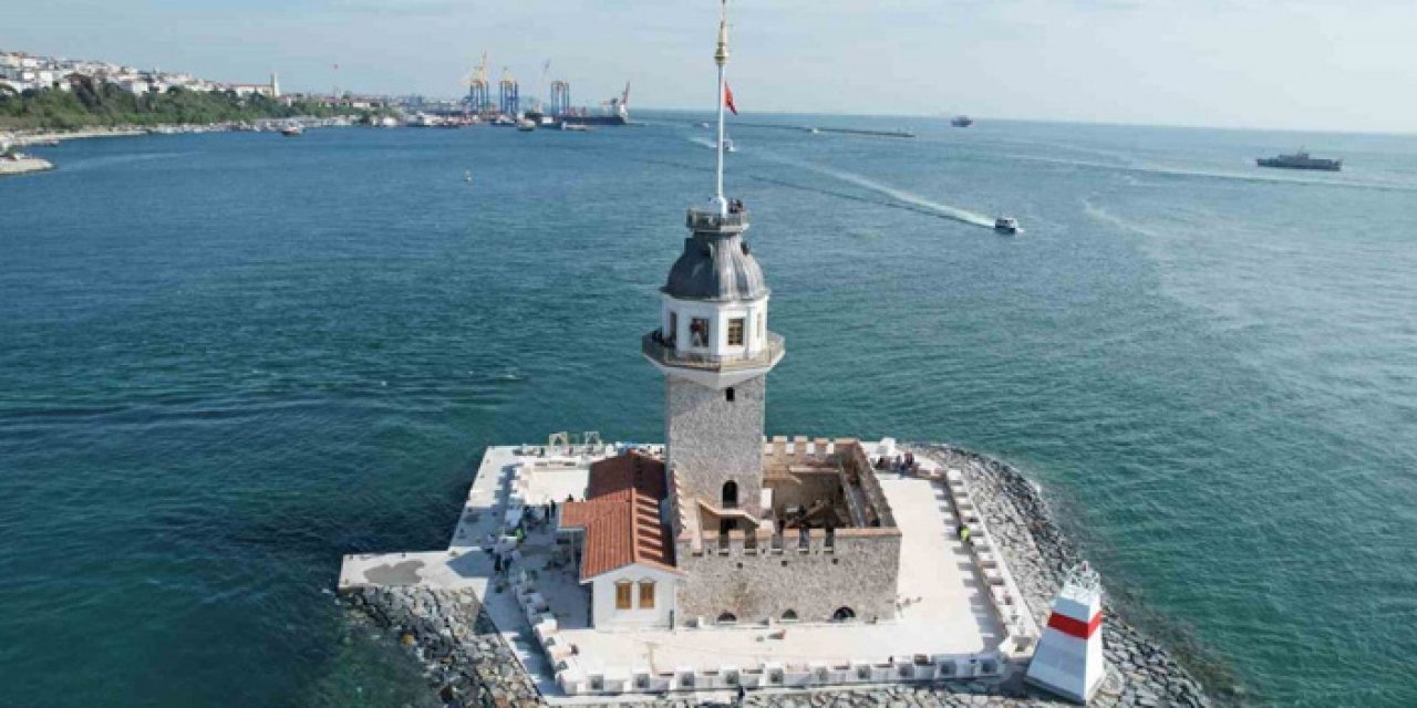 Kız Kulesi'nin restorasyonu bitti: Havadan görüntülendi