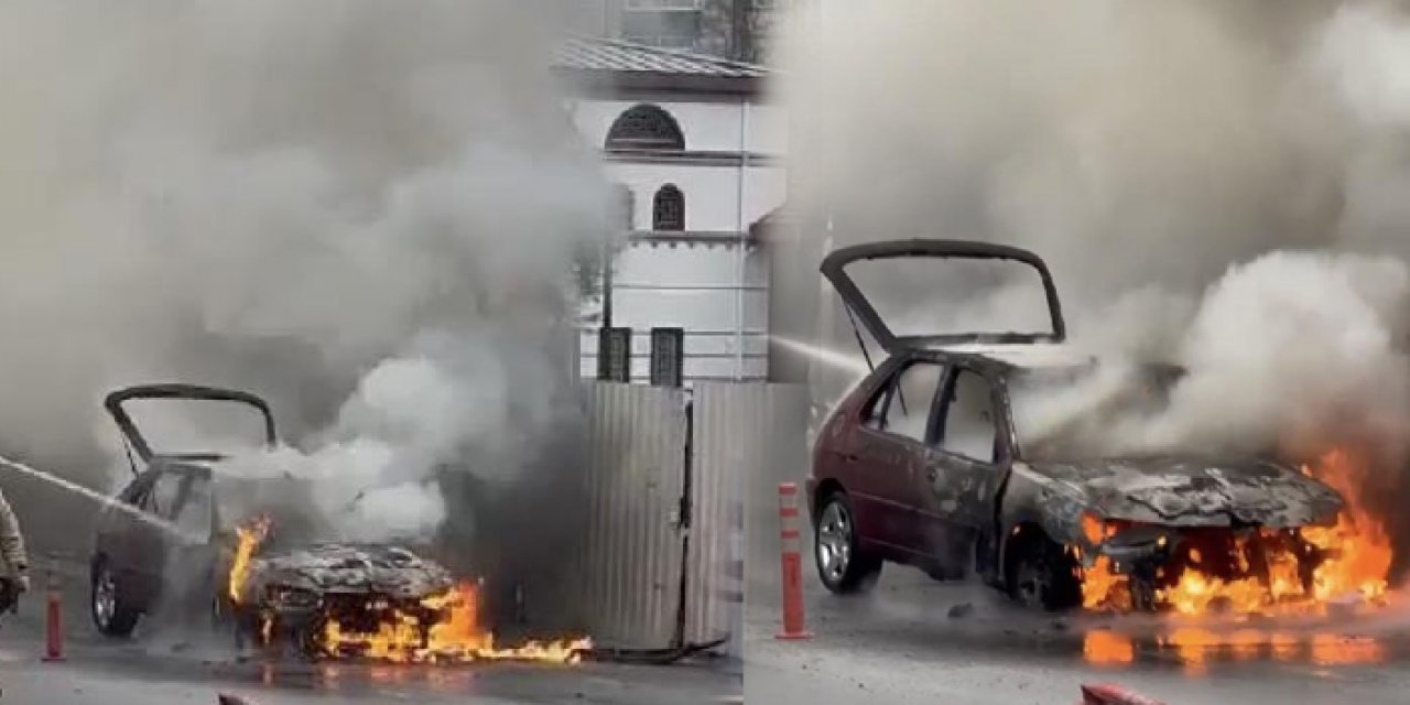 İstanbul'da otomobil alev topuna döndü