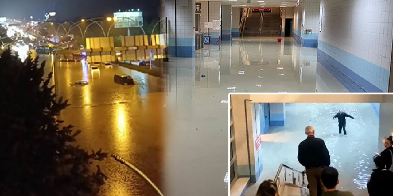 İstanbul Yolu metro istasyonu sular altında kaldı