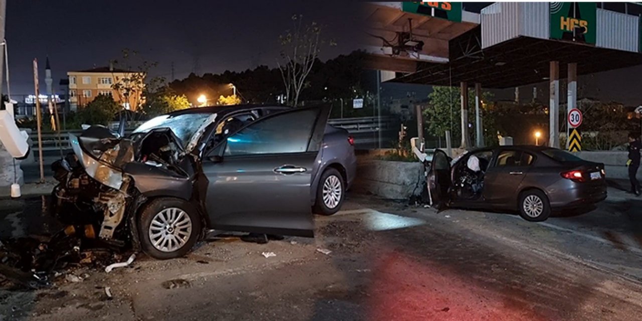 İstanbul’da otomobil beton bariyere çarptı