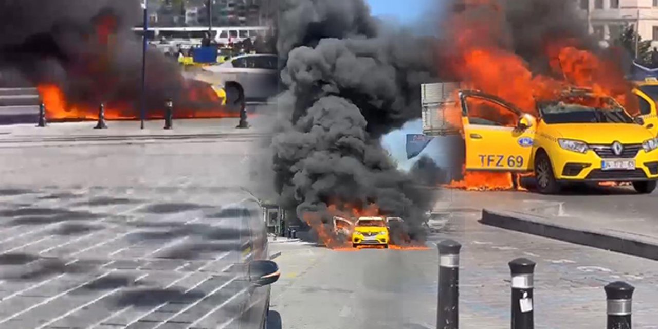İstanbul'da taksi alev topuna döndü