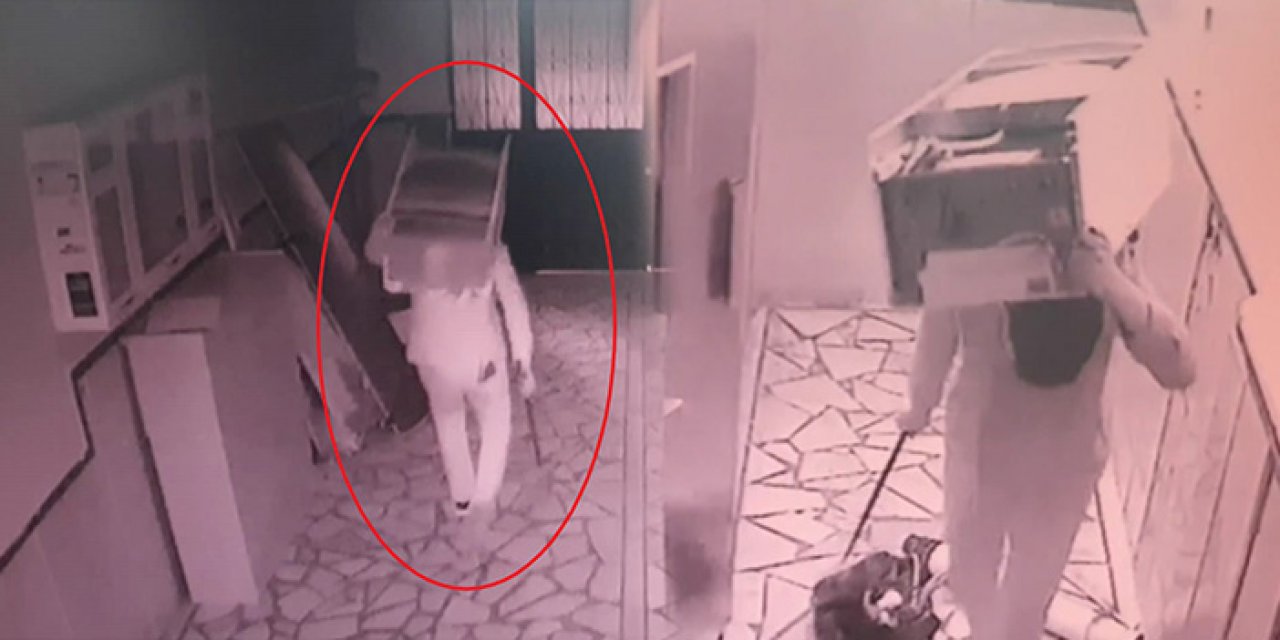 Ağır hasarlı binaya girip hırsızlık yaptılar