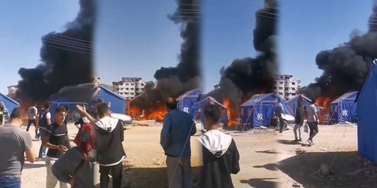 Çadır kentte yangın çıktı