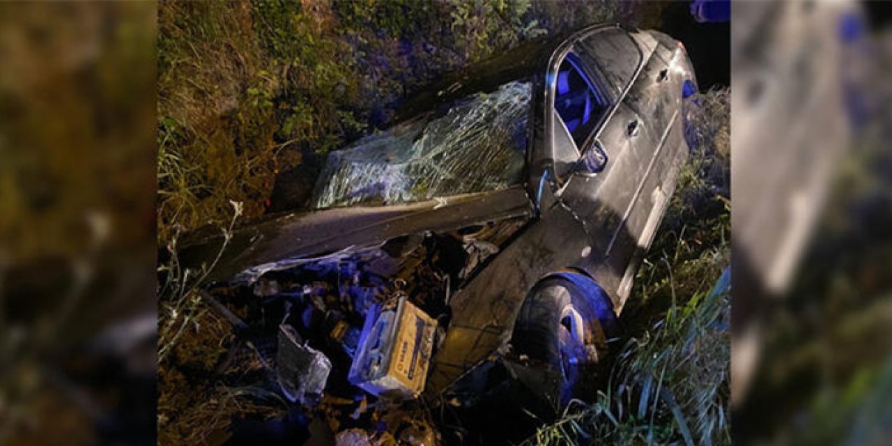 Kanala devrilen otomobilde 1 ölü 1 yaralı