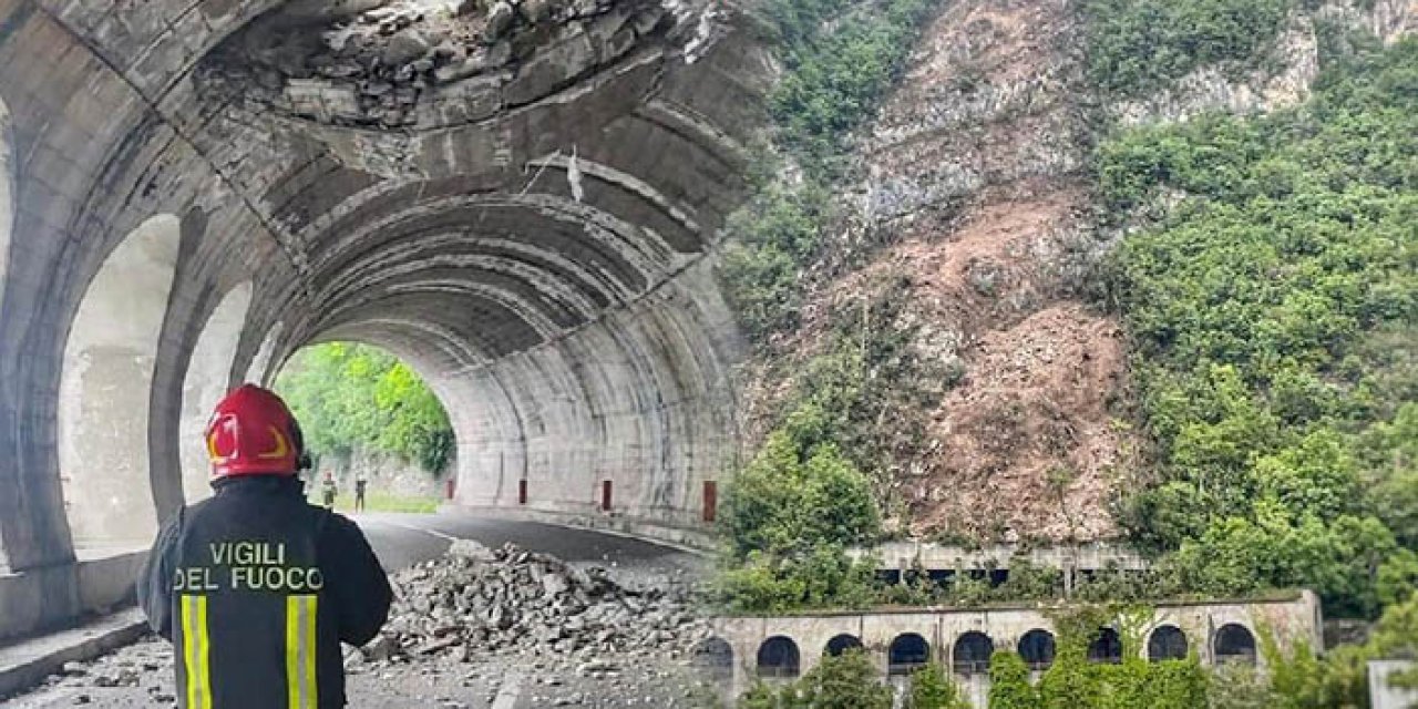 Toprak kayması sonucu tünelin tavanı çöktü