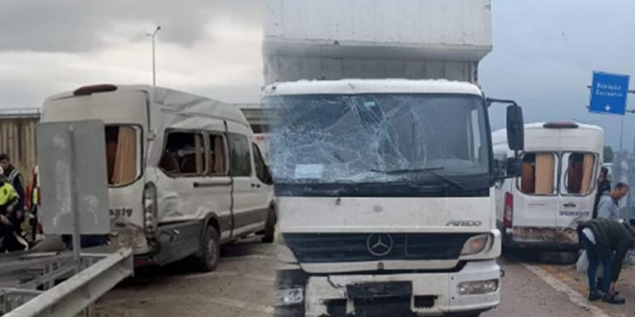 Kamyon servis minibüsüne çarptı: 7 yaralı