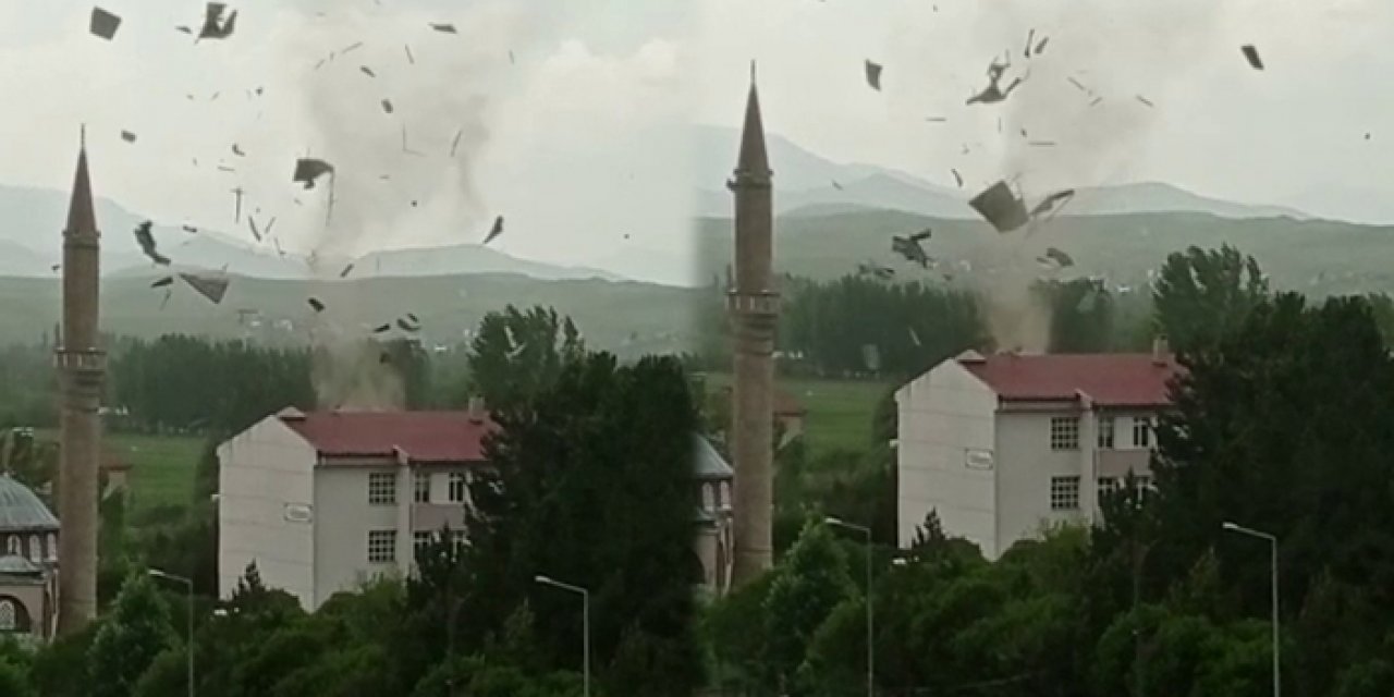 Sivas'ta korkutan hortum: Çatıları uçurdu