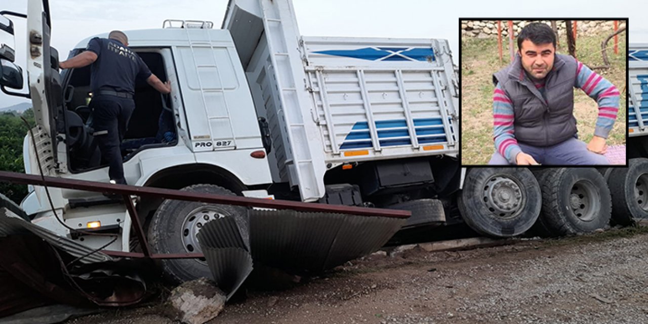 Şarampole devrilen kamyonun şoförü yaşamını yitirdi