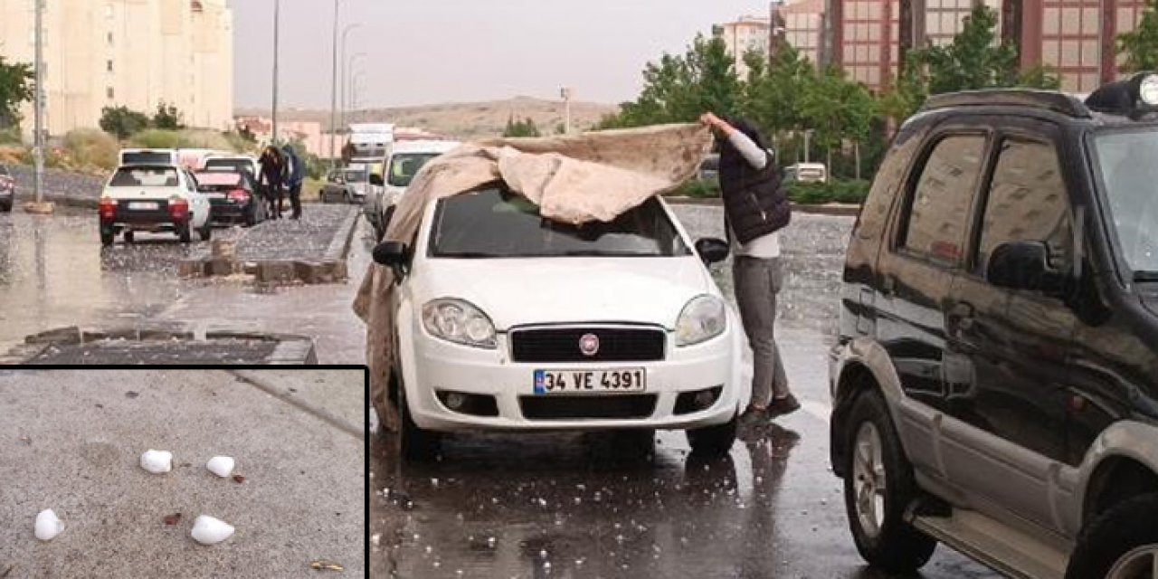 Gaziantep'te ceviz büyüklüğünde dolu yağdı
