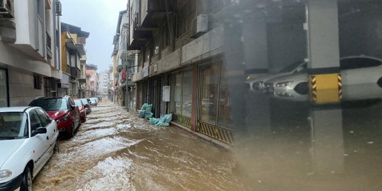Aydın'da yollar göle döndü araçlar mahsur kaldı