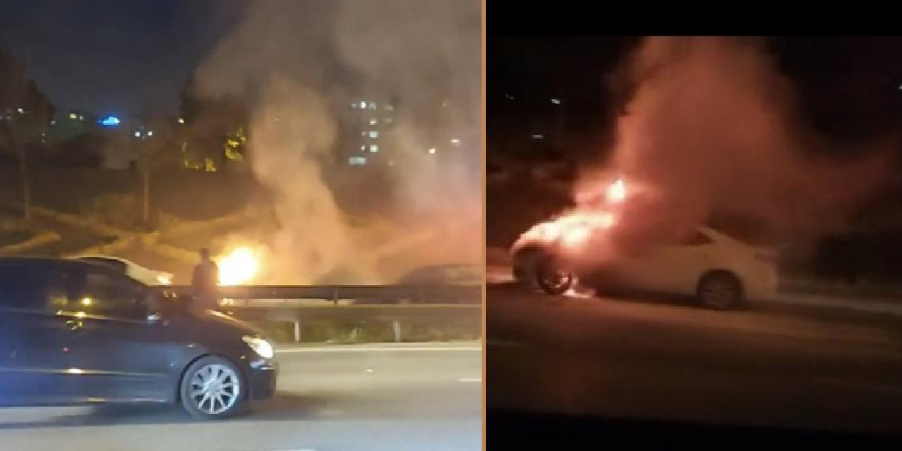 Seyir halindeki otomobil alev topuna döndü