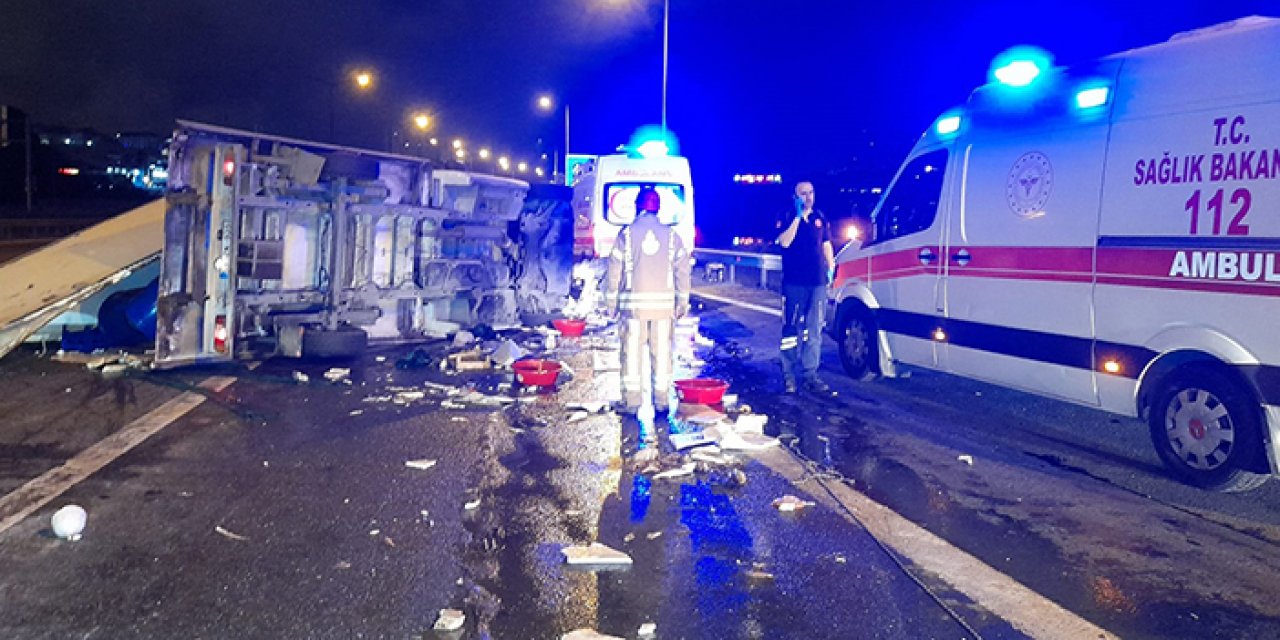 Balık yüklü kamyonet devrildi: 2 yaralı