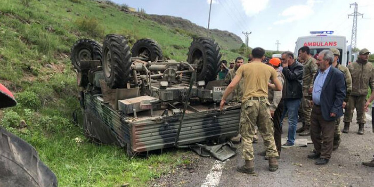 Askeri araç şarampole yuvarlandı
