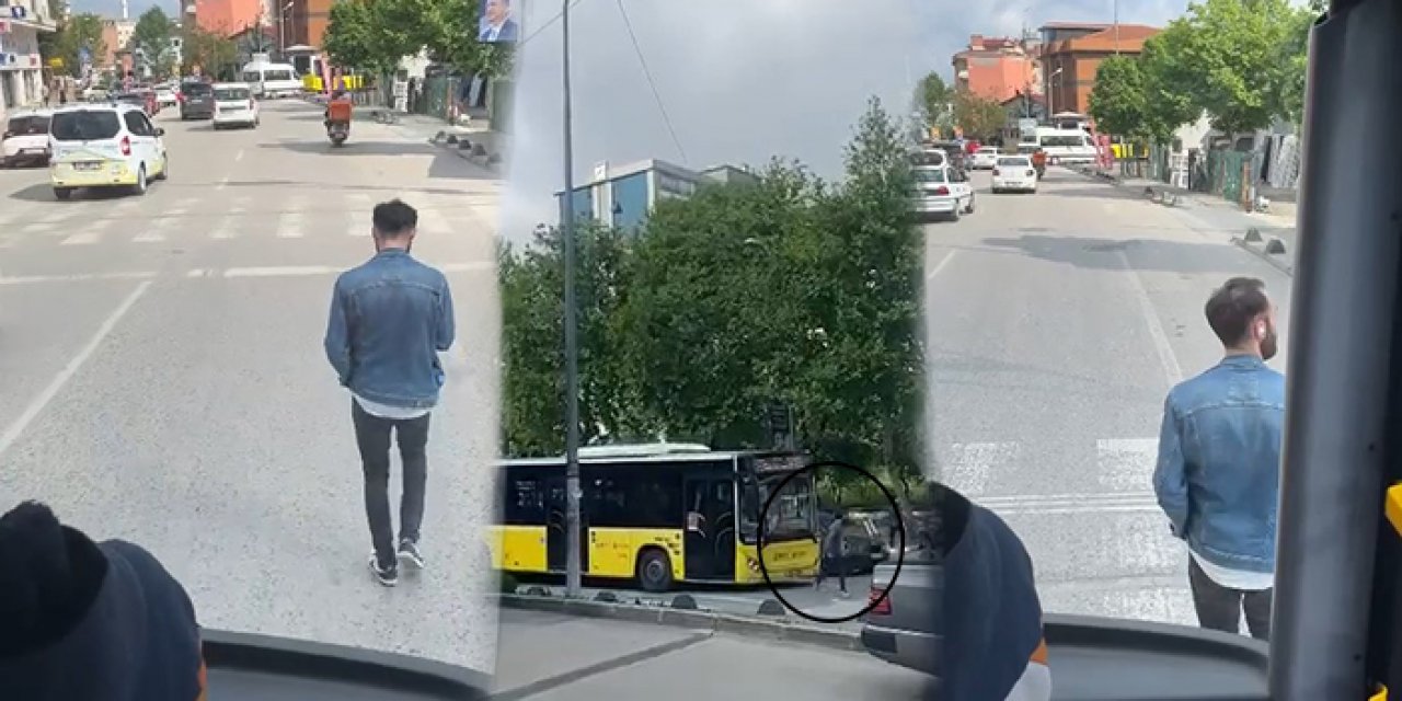 İstanbul'da trafik ortasında müzik dinleyen yaya sürücülere zor anlar yaşattı