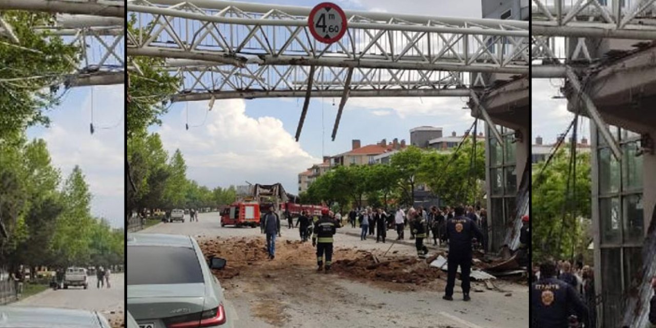 TIR yaya üst geçidine çarptı 11 yaşındaki çocuk yola düştü