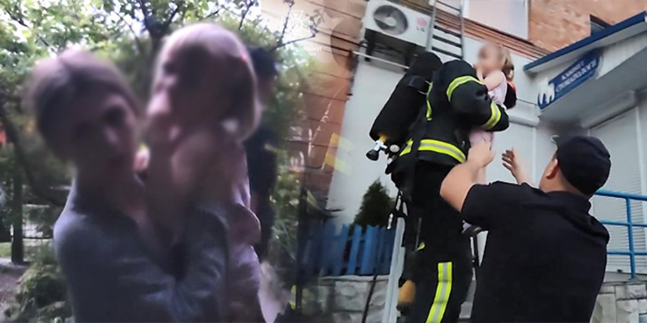 Çıkan yangında anne ve bebek mahsur kaldı