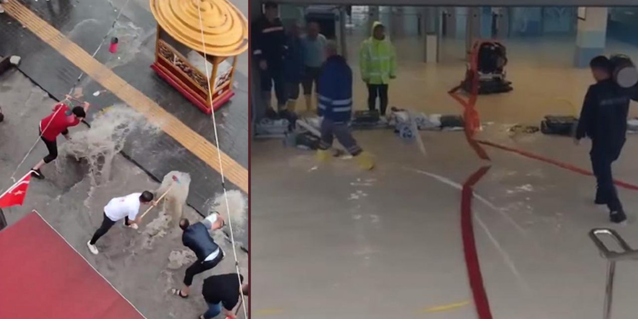 Ankara'da dükkan ve iş yerlerini su bastı