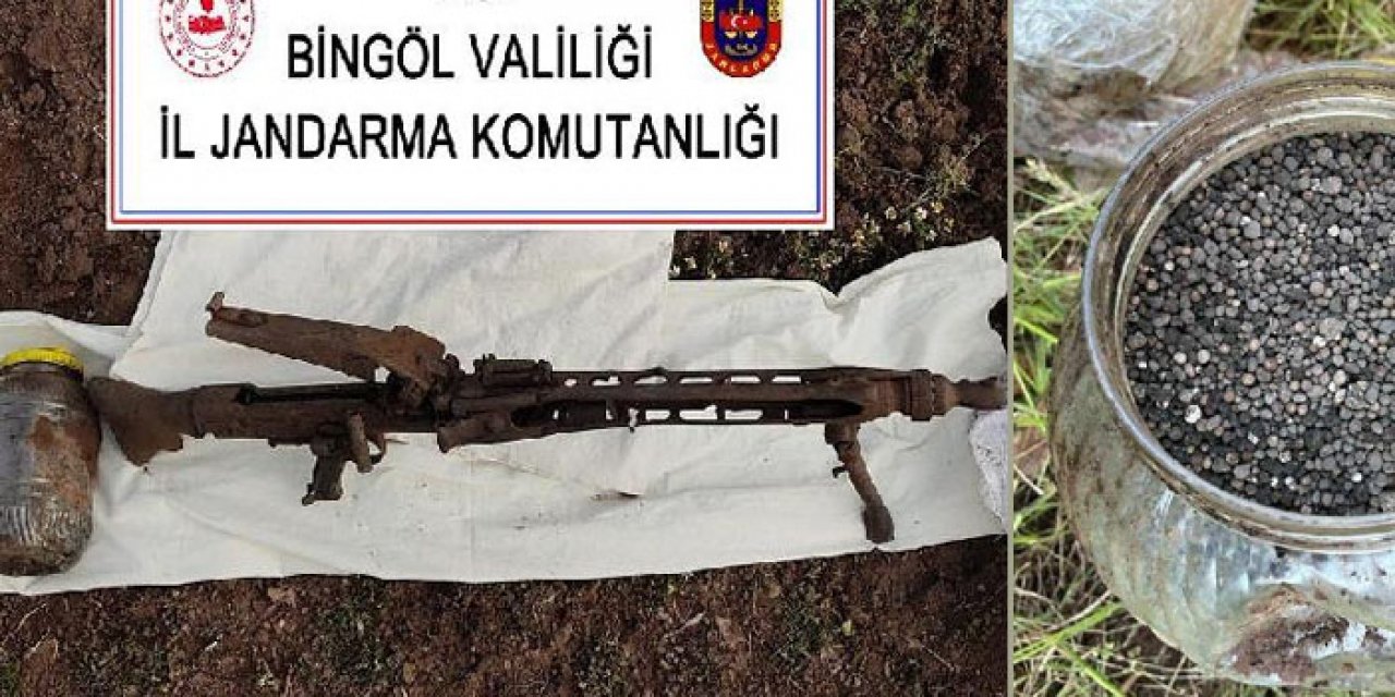 Bingöl'de toprağa gömülü patlayıcı ve silah ele geçirildi
