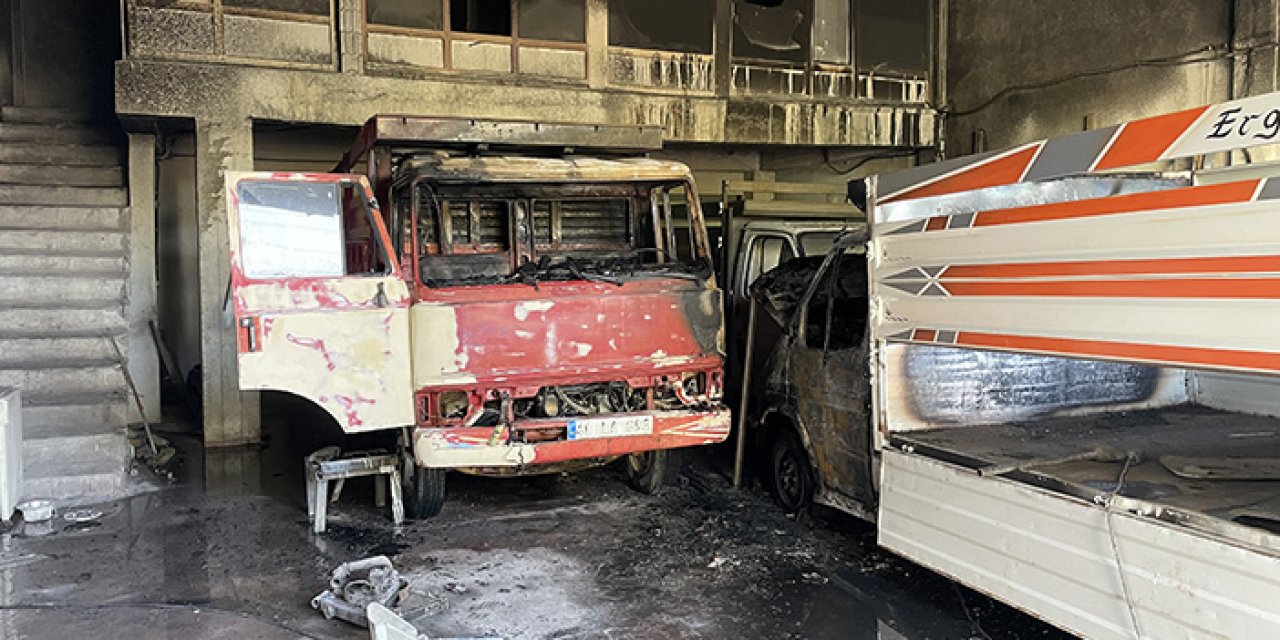 Araç tamir atölyesinde yangın çıktı