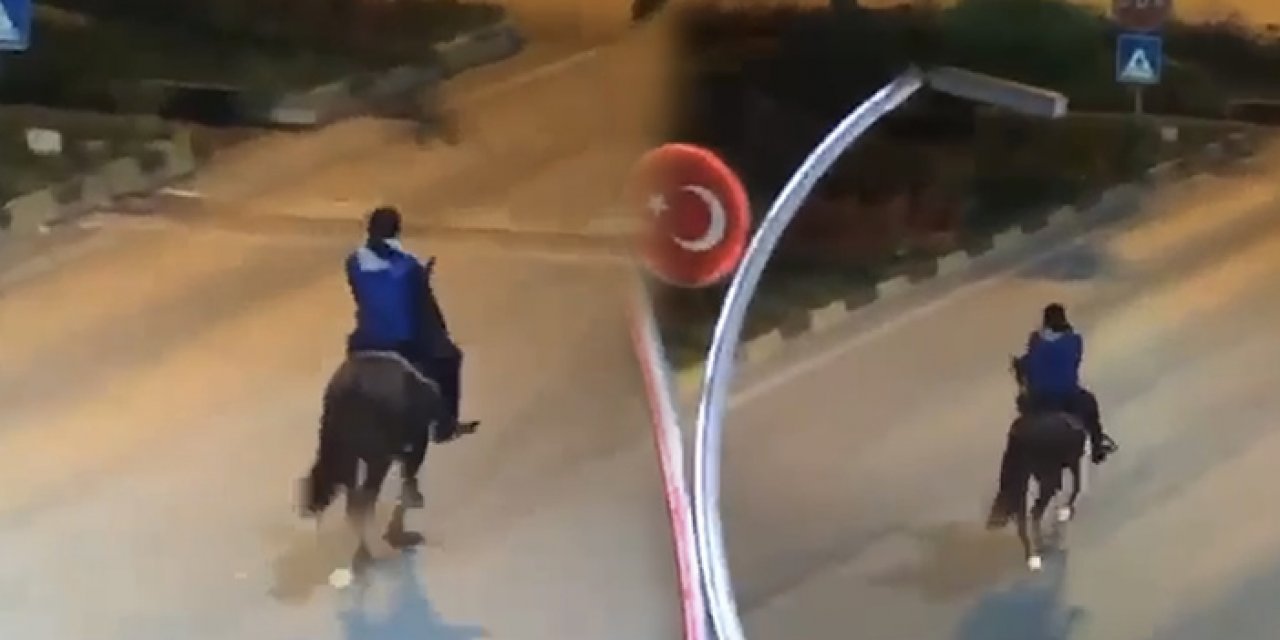 Atıyla caddede gidiyordu: Tökezleyip düştü