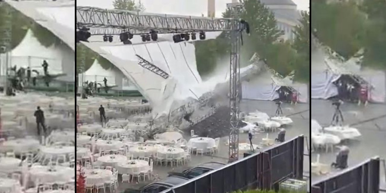 TOBB bahçesinde branda çatı çöktü: 6 yaralı