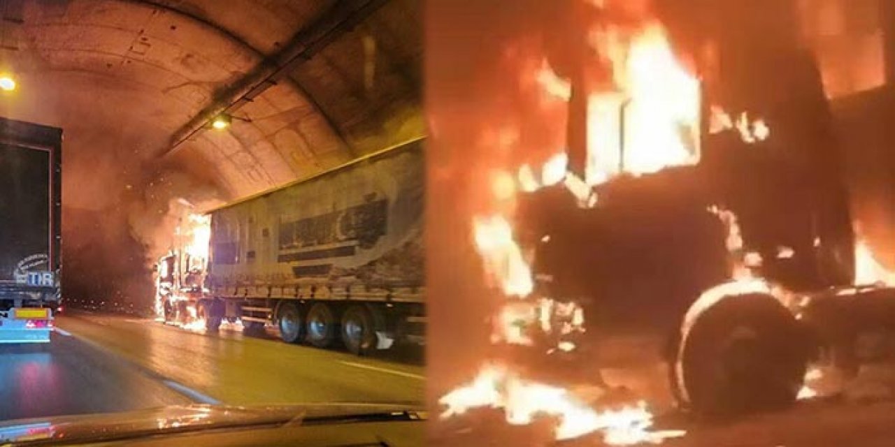Bayraklı Tüneli’nde TIR alev topuna döndü