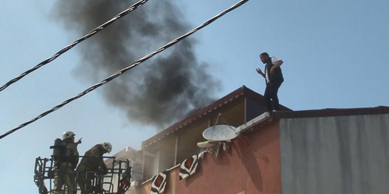 Yangında mahsur kalan kişiyi itfaiye kurtardı