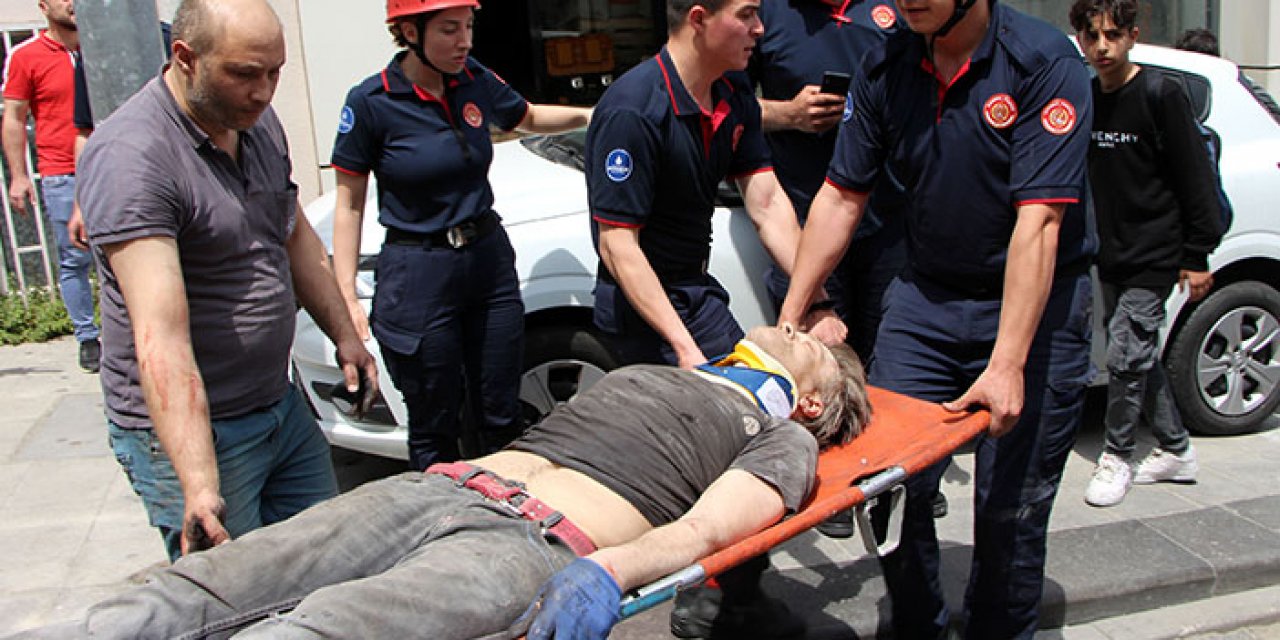 3'üncü kattan düşen işçi ağır yaralandı