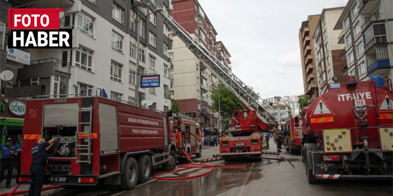 Ankara'da 10 katlı binadaki yangından ilk görüntüler