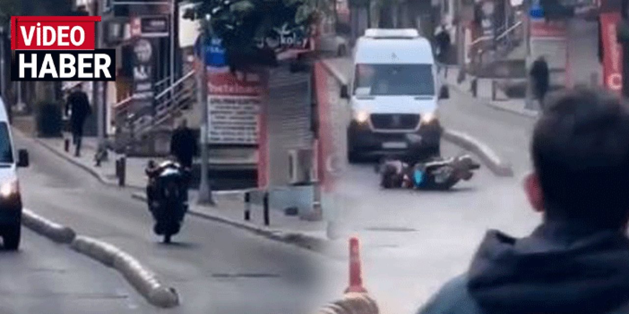 Motoruyla son anda arabanın altında kalmaktan kurtuldu