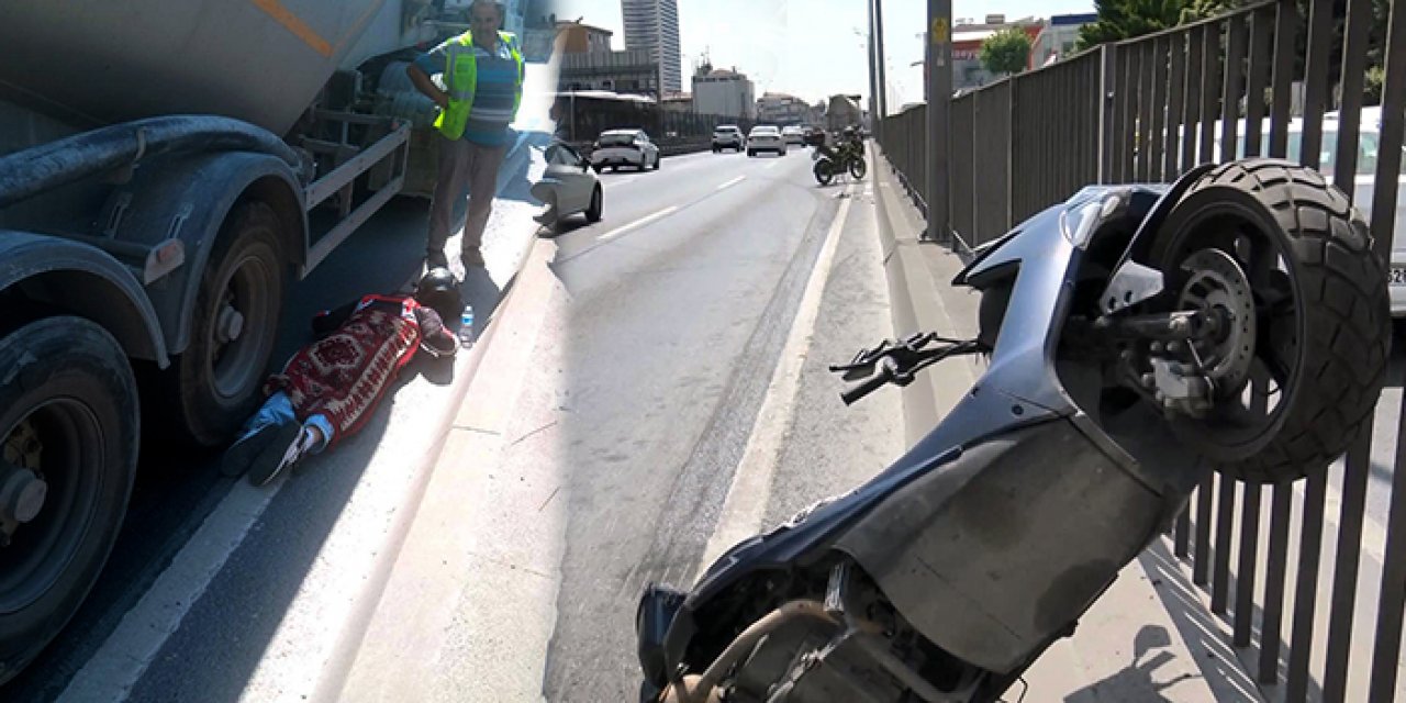 İstanbul'da beton mikserine montu takılan motorcu ölümden döndü