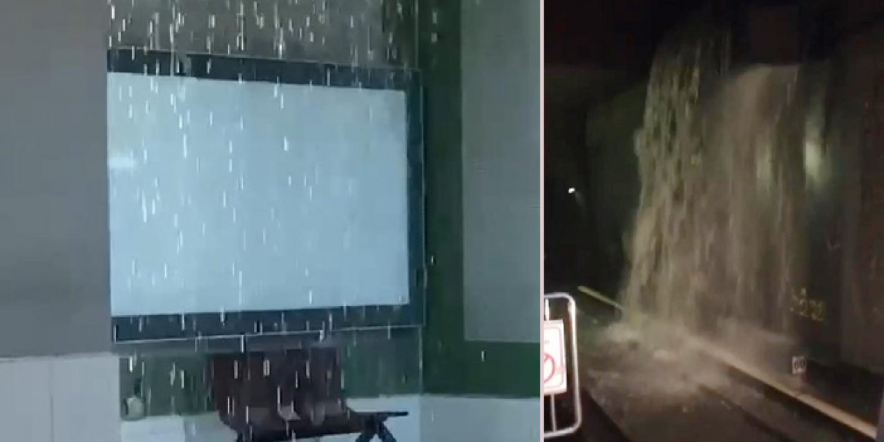 Sağanak nedeniyle Sıhhiye Metro İstasyonu'nu su bastı