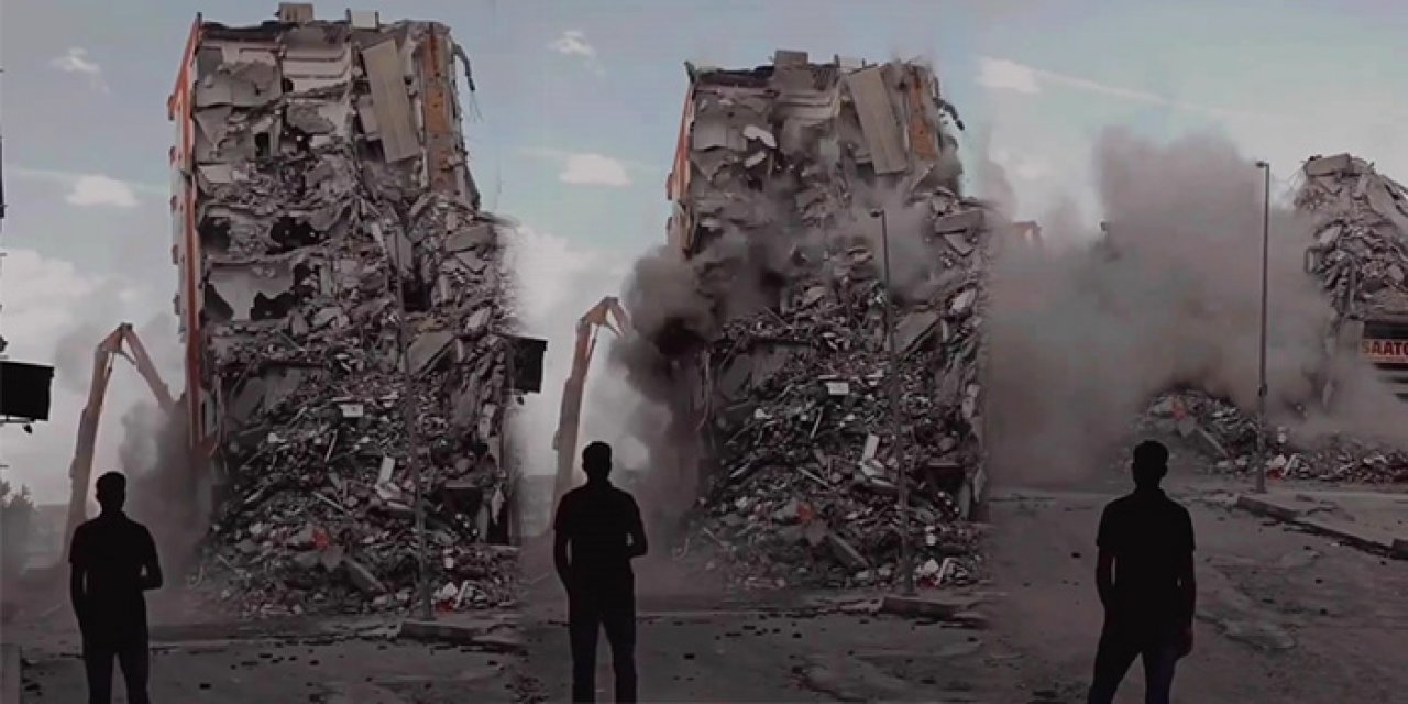 Deprem hasarlı bina kontrollü yıkım esnasında çöktü