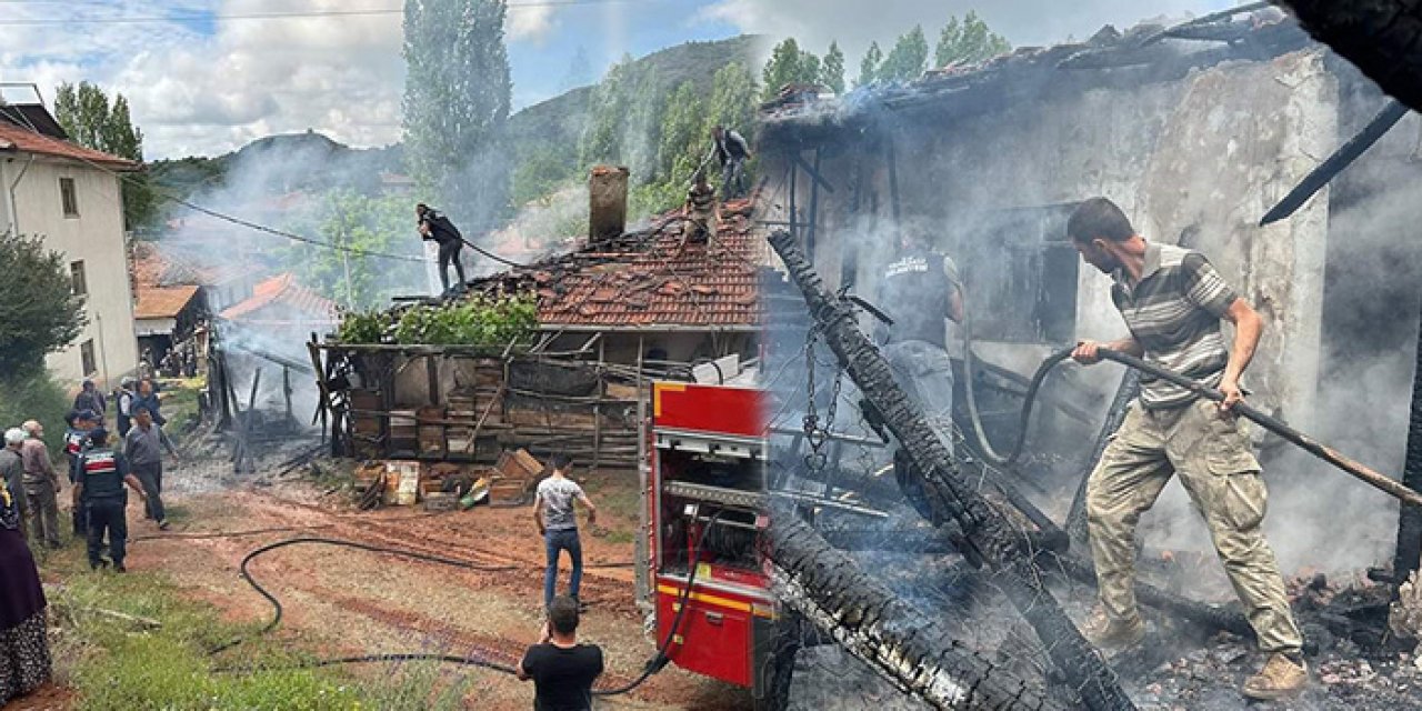 Çıkan yangında bir ev küle döndü