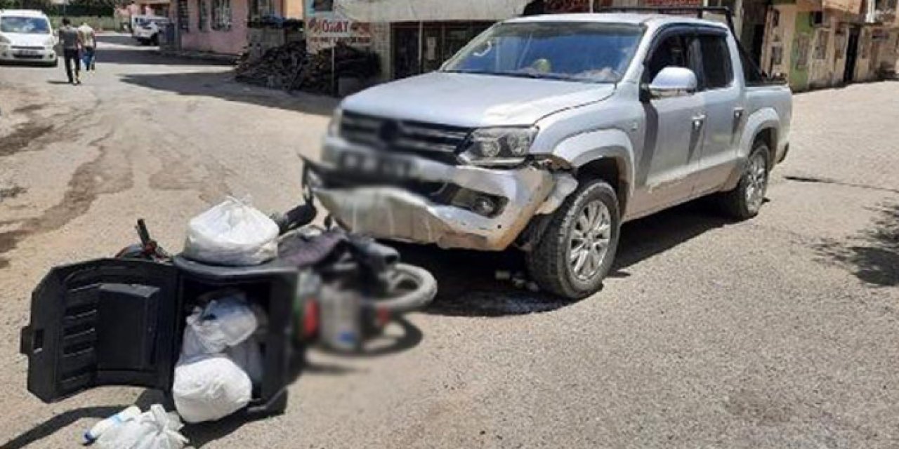 Motosiklet ile kamyonet çarpıştı