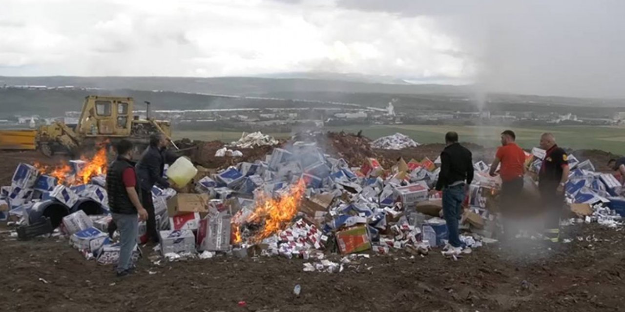 Kaçak sigara ve sahte içkiler imha edildi