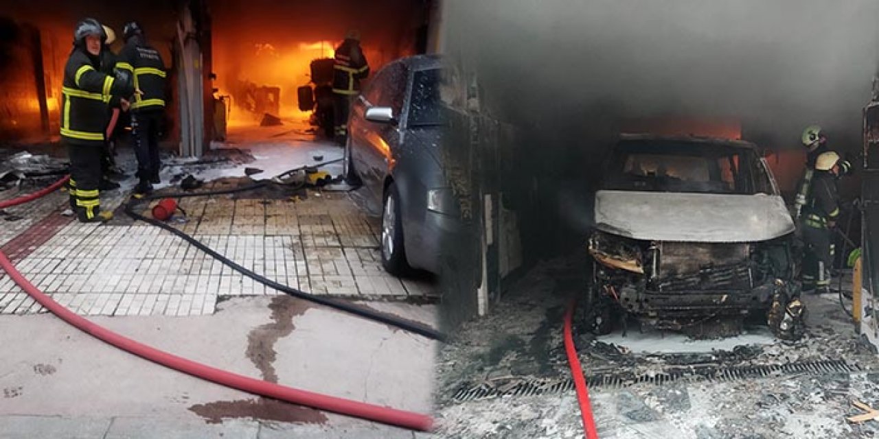 Oto yıkamacıda yangın: 2 araç kullanılamaz hale geldi