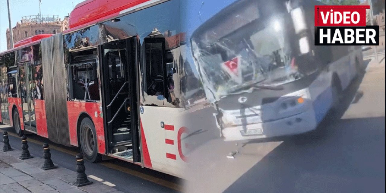 Ulus'ta EGO ile özel halk otobüsü kaza yaptı